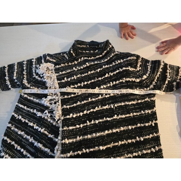 Le Fee Verte Cardigan Women's S Black White Popcorn Sweater Anthropologie Fringe - Picture 9 of 11